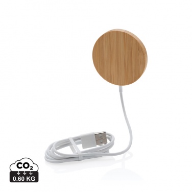 Logo trade business gifts image of: 10W bamboo magnetic wireless charger